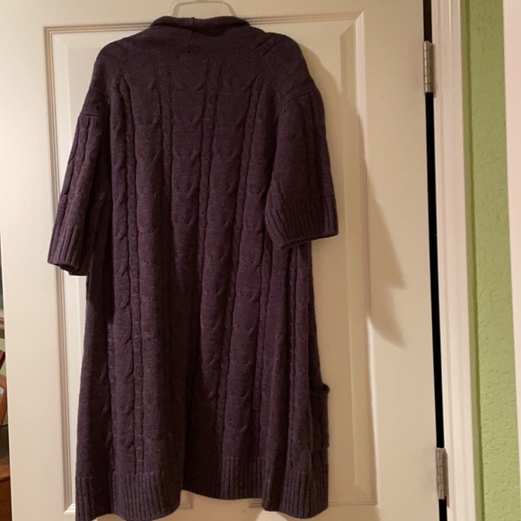 Caslon Eggplant Size L Shortsleeved Long Cardigan - Picture 2 of 7